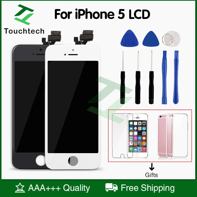 

Grade AAA+++ Quality Display Screen LCD Black/White for iPhone 5 LCD with Touch Screen Digitizer Assembly Replacement Free Ship