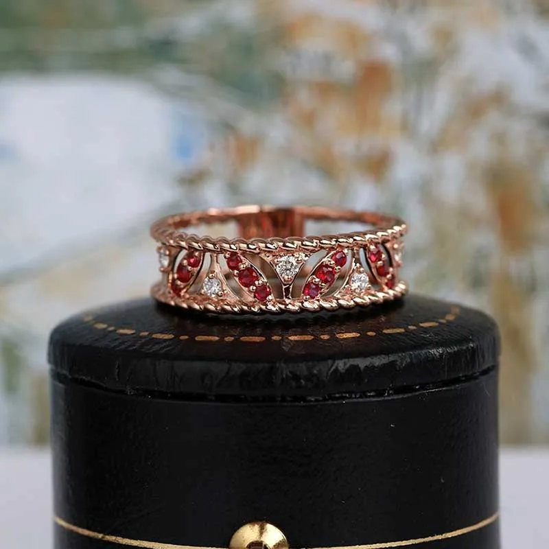 

Tisonliz Vintage Red White Crystal Rings For Women Rose Gold Zircon Wedding Engagement Ring Anniversary Gift Jewelry Bague Femme