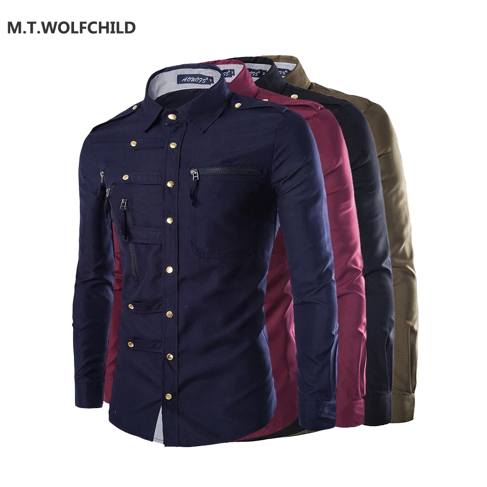 M T WOLFCHILD Hot sale 2017 safari style font b mens b font solid color lapel