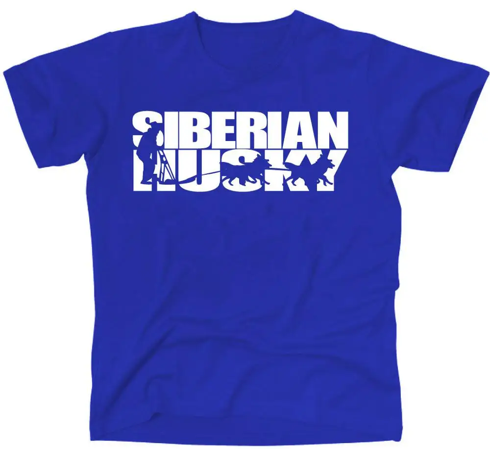 Футболка модная футболка Для мужчин Костюмы Одежда высшего качества футболки Для мужчин с круглым вырезом Сибирский хаски веселое Harajuku Мужская футболка - Цвет: Синий