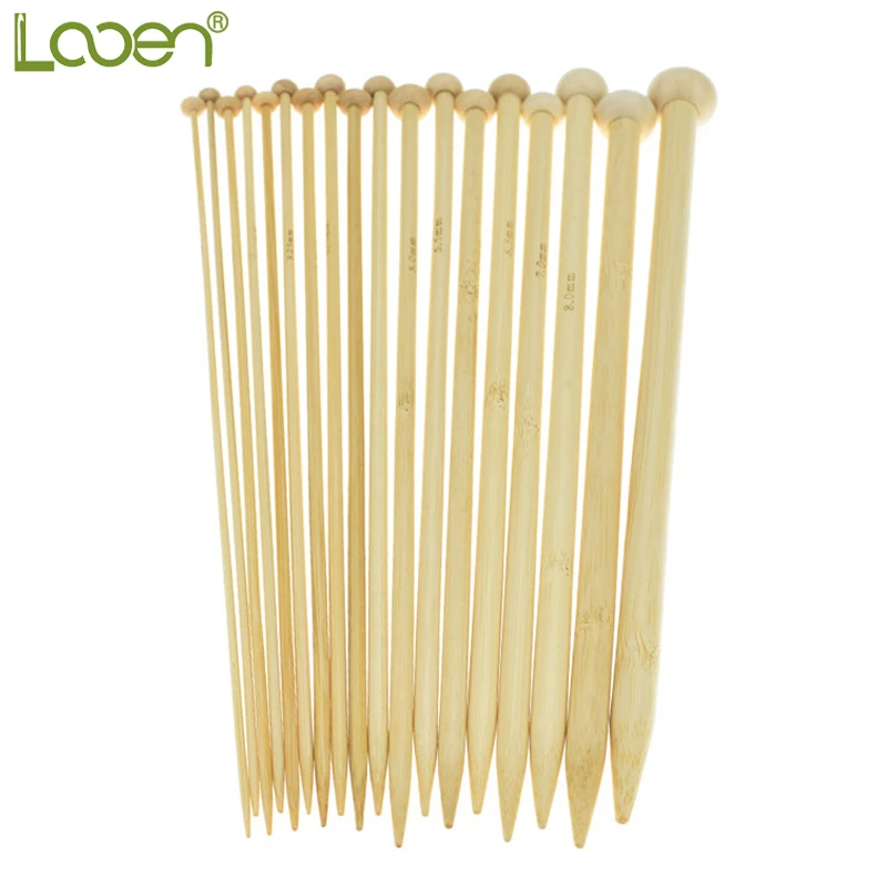 

36 Pcs 25cm 18 Sizes Bamboo Knitting Needles Set 2.0mm to 10.0mm Single Point Needles Women Weave Craft Yarn Sewing Tools
