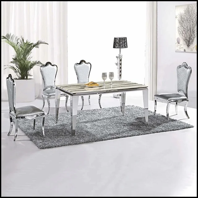 Table And Chairs Home Furniture Metal Frame Modern Clic Stainless Table And Chairs Home Furniture Metal Frame Modern Clic Stainless Steel Dining Set Marble Top