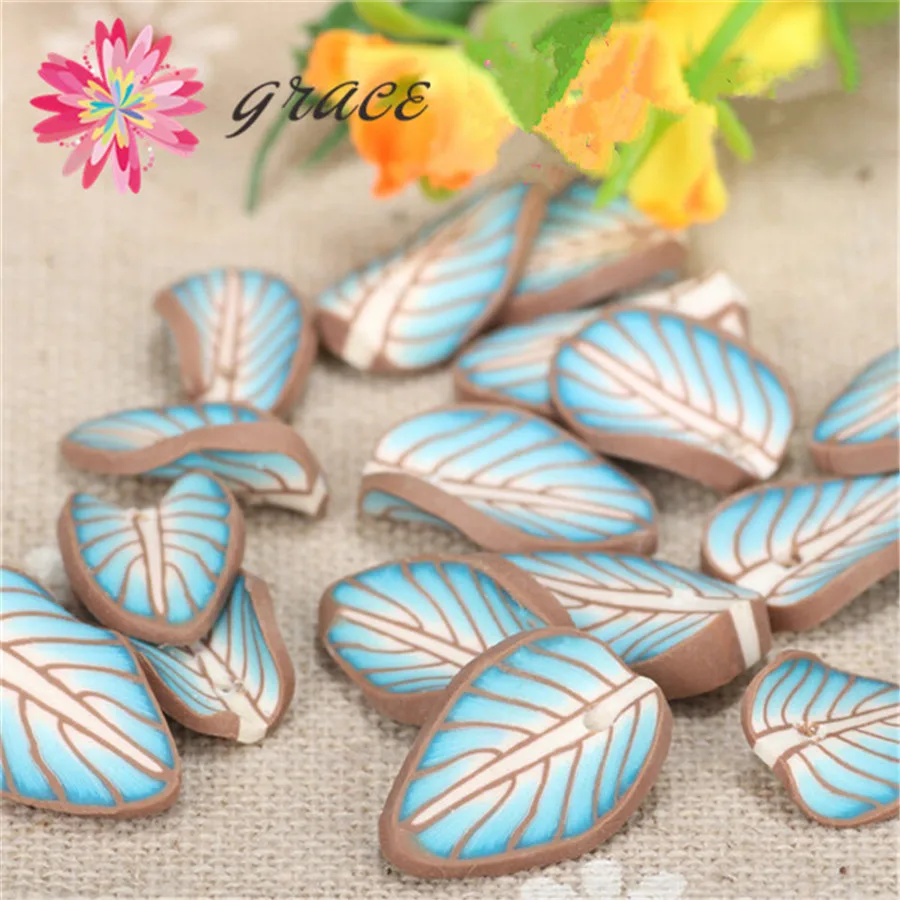 

50pc/lot Fimo Clay Leaf Shape Loose Beads Piece For Handmade Crafts Bracelet Necklace Earrings Pendant Chian Jewelry Accessories