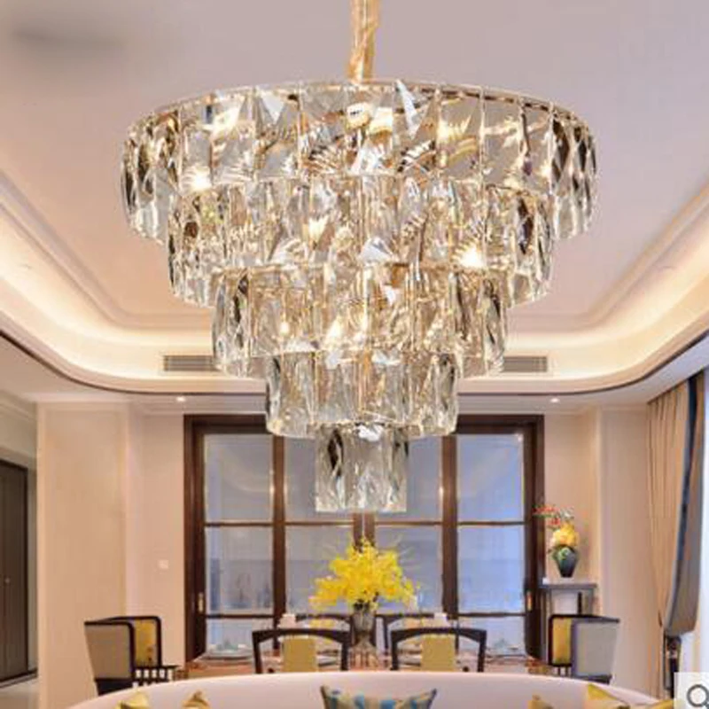 

Postmodern Nordic Lamps Restaurant Hong Kong Style Light Luxury Crystal Lamp Villa Duplex Large Chandelier Living Room Modern