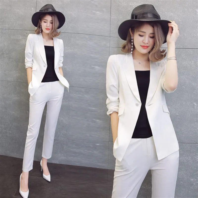 

Woman suits lady suit office suit female fashion spring red temperament slim business OL professional two-piece suit