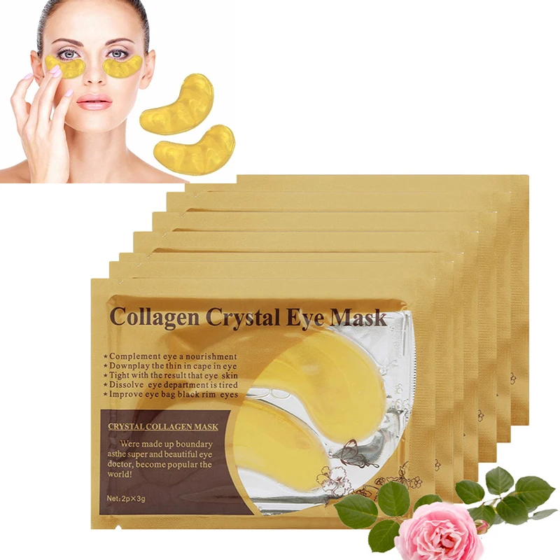 

2 Pcs (1 Bag) Gold Eye Mask Crystal Gel Mask Remove Antipufiness Ageless Moisturizing Eye Patch for The Eyes Dark Circles