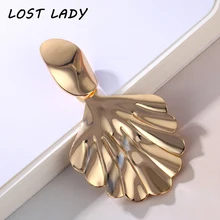 Lost Lady Geometric Gold Silver Leaf Shape Drop Earrings For Women Bohemian Alloy Fashion Earrings Womens Jewelry Accessories fashion leaf silver earrings basho shape earrings