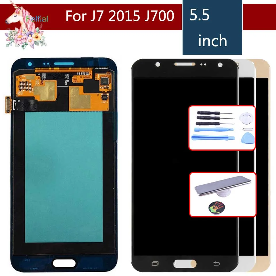 

AMOLED For Samsung Galaxy J7 2015 J700 J700F J700M J700H LCD Display With Touch Screen Digitizer Assembly Replacement