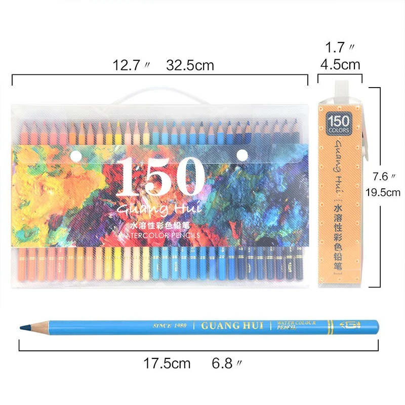 Billige 150 farben Weiche Aquarell Bleistifte Holz Wasser Löslich Farbige Bleistifte Set Für Lapis De Cor Malerei Skizze Schule Kunst Liefert