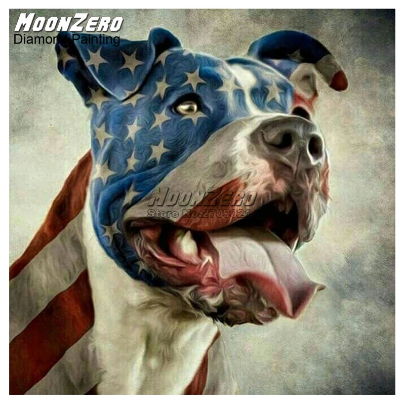 

5D Diamond Painting Cross Stich Embroidery Paintings Cute American flag dog Embroidered Rhinestones Full Drill Mosaic Paint