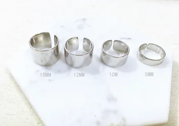 

1pc Punk New 100% Authentic S925 Sterling Silver Fine Jewelry High Polished Band Long Ring Wider 5MM 10MM 12MM 15MM J231