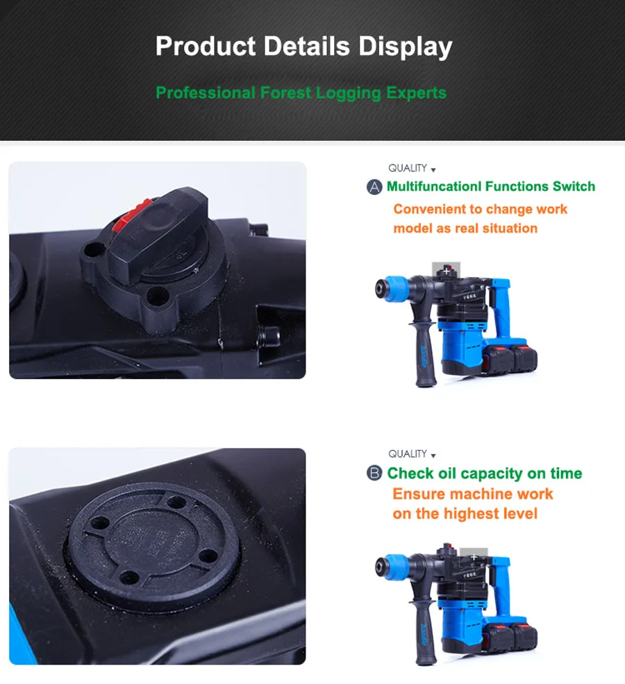 Waterproof Brushless Cordless Lithium Batter Electric Heavy Hammer Drill-017