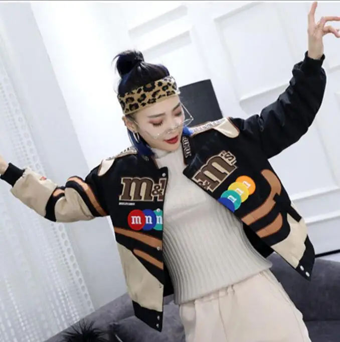 

2018 New Patchwork Color Block Pullover Jacket Fashion Tracksuit Casual Coat women Hip Hop Streetwear Add cotton short paragraph