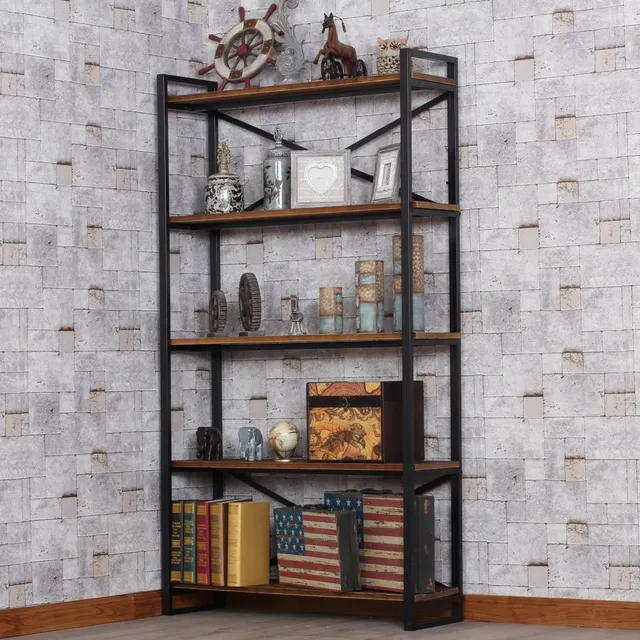 Loft Wood Wrought Iron Shelf Bookcase Creative Floor Loft Wood Wrought Iron Shelf Bookcase Creative Floor Corner Cabinet Bracket