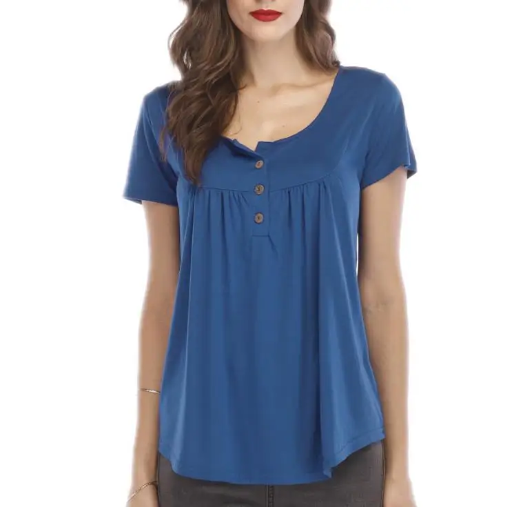 

Summer Femme Shirt 2019 Casual Short Sleeve Tops Loose Button V Neck Blous Shirt Sexy Solid Women Shirts Streetwear Long Tunic