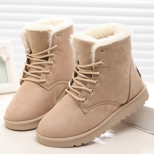 Womens Ankle Boots Warm Winter Work High Top Desert Lace Up Shoes