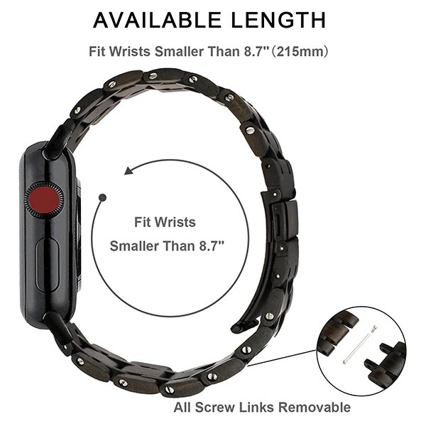 Натуральная древесина+ ремешок из нержавеющей стали для iWatch Apple Watch Series 5 4 3 2 1 44 мм 42 мм 40 мм 38 мм ремешок браслет