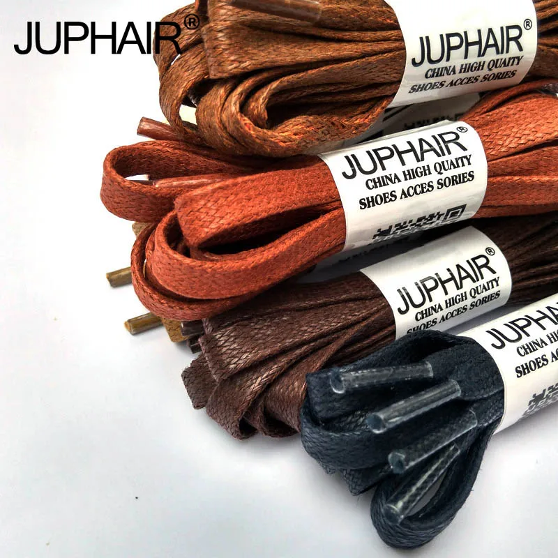 

JUP1-12 Pair Dark Blue Waxed Flat Shoelaces Sneakers Boat Shoelace Unisex Lace Cable 100% Cotton Cheap Shoelaces Colorful Laces