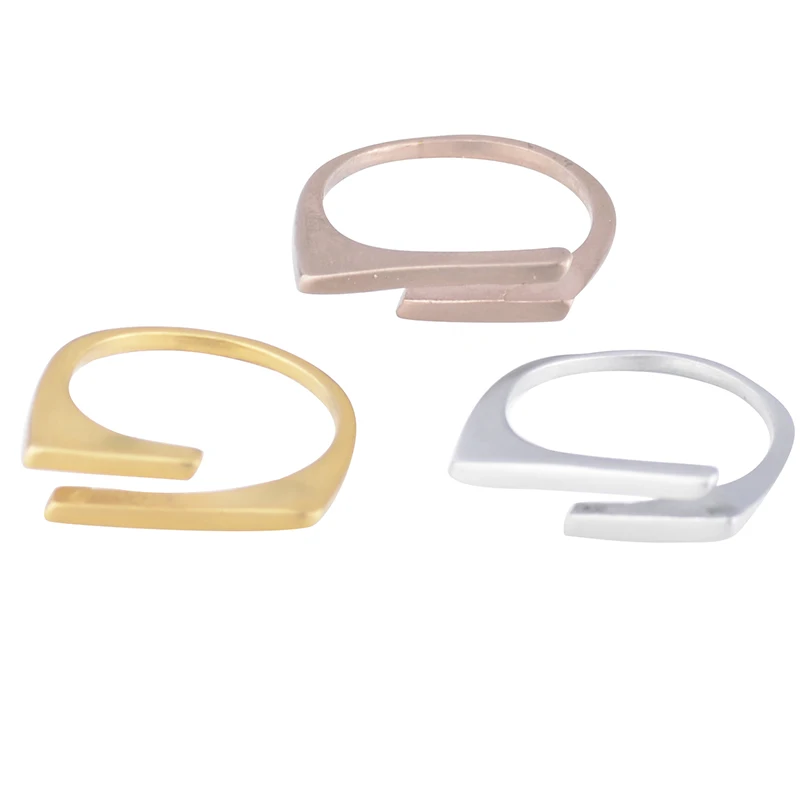 EdgLifU Gold Round Rings Simple Matte Bar Ring Women Stainless Steel Fashion Summer Style Geometric Ring for Female