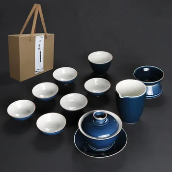 

Cover bowl Teacup Ceramic Full Tea Set Modern Home Three Cups Large Tea Bowl white Porcelain Kung Fu GaiWan