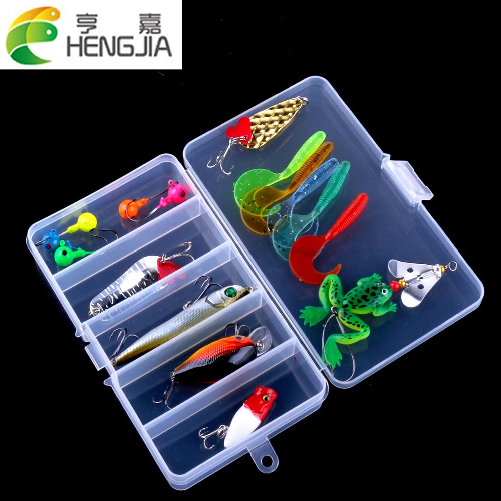 16PCS/Box Fishing Lure Set Fishing Box Kit Mixed Soft Bait Hard Bait