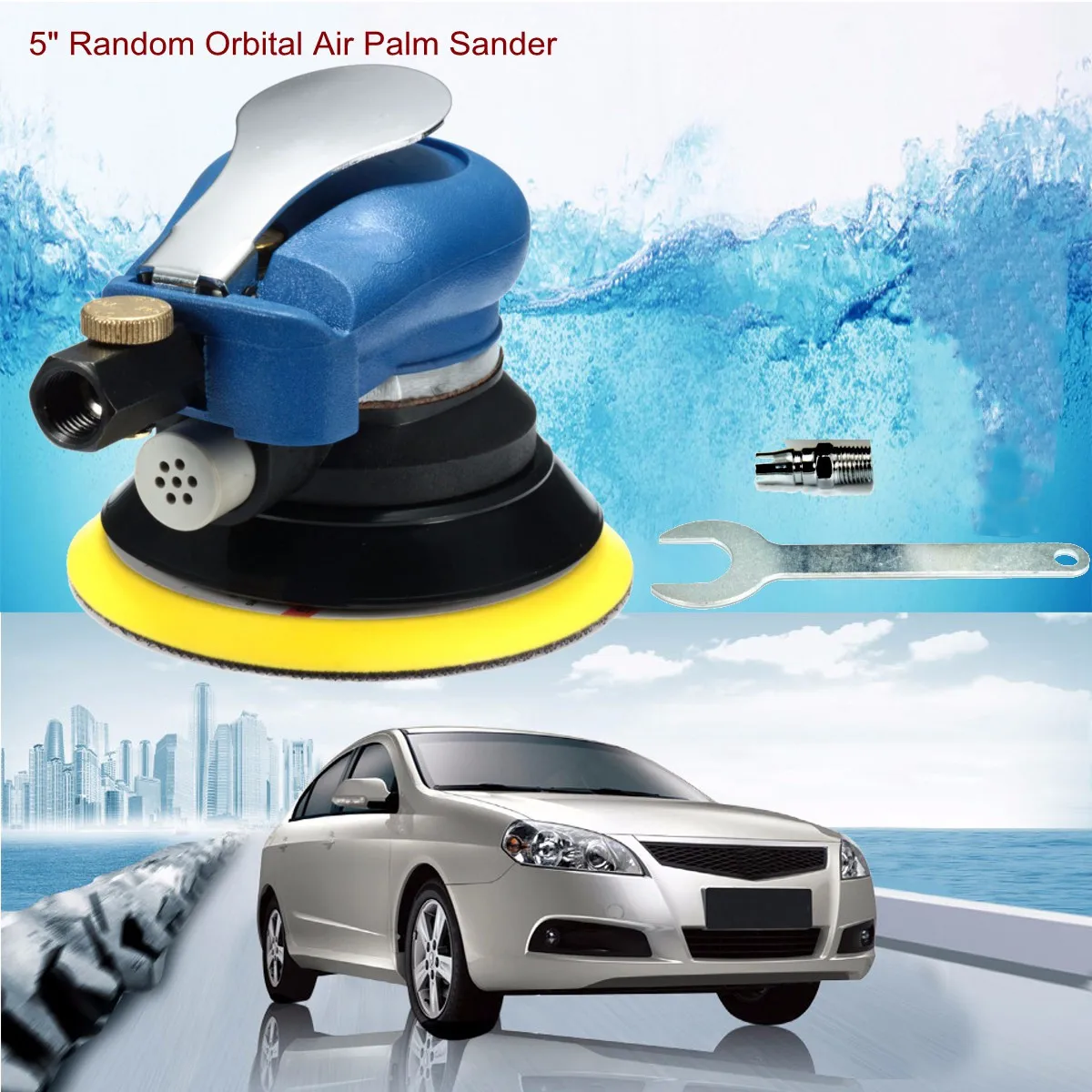 

5inch 9000rpm Air Orbital Sander Random Hand Sanding Pneumatic Round for Automotive Sheet Metal Putty Grinding