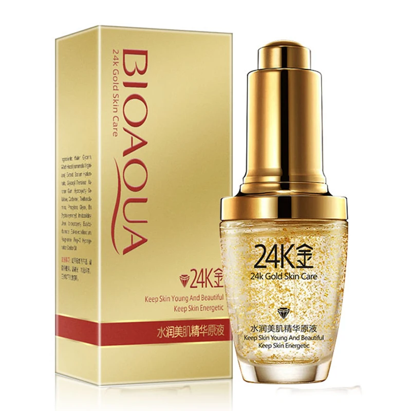 

BIOAQUA 24K Gold Essence Face Serum Whitening Moisturizer Anti Wrinkle Ageless Facial Skin Care Skin Lightening Beauty Day Cream