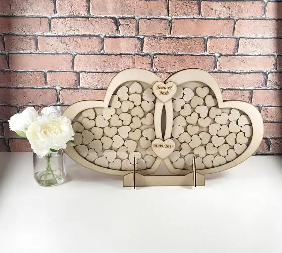 personalized rustic puzzle wedding day Heart dropbox guest books Alternative Wooden guestbooks Reception party decorations
