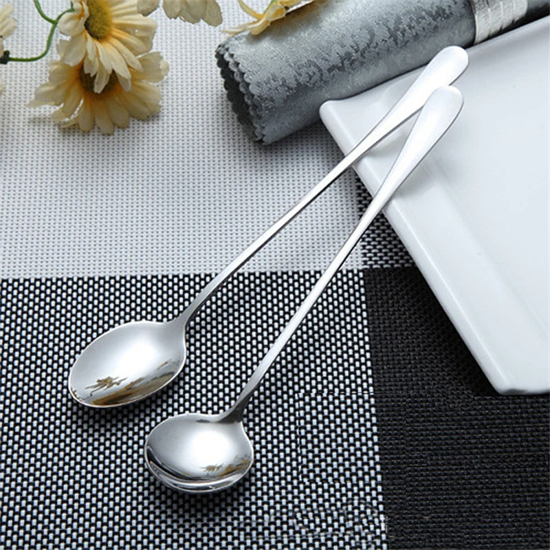 

Stainless Steel Coffee Spoon Long-handled Scoop Spoon Ice Dessert Coffee Teaspoon Tableware Dinnerware Set Kitchen Tools 1PC Q