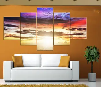 

Cuadros Decoracion 5 Piecesl Painting Home Decorative Art Picture Canvas Prints Unframed Gift Wall Under The Sunset Sea