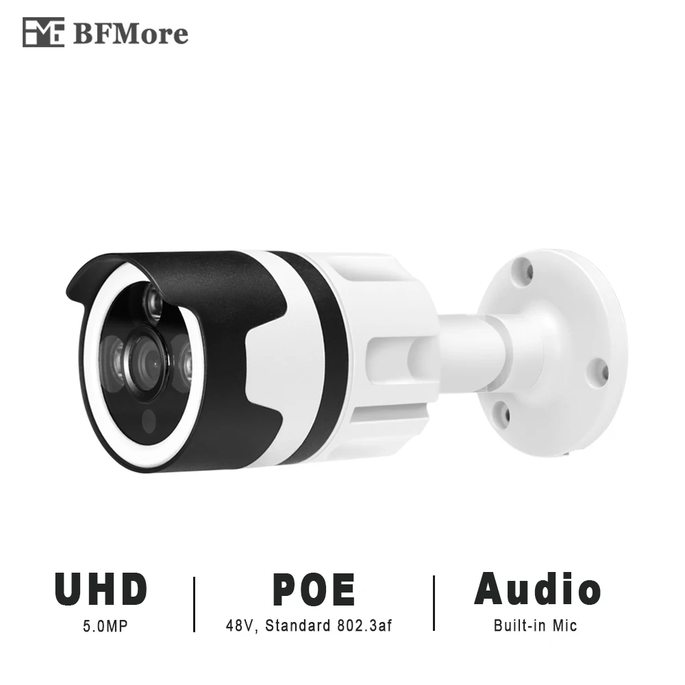 BFMore H.265 POE + аудио 5.0MP 4.0MP IP Камера UHD CCTV Cam Водонепроницаемый открытый Surveilence монитор безопасности электронной почты FTP сигнализации ИК