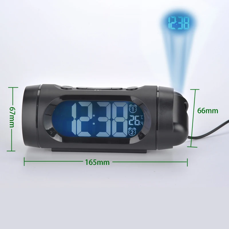 FM Radio Watch LED Digital Alarm Clock Electronic Desk Table Projector Watch with Back light Nixie