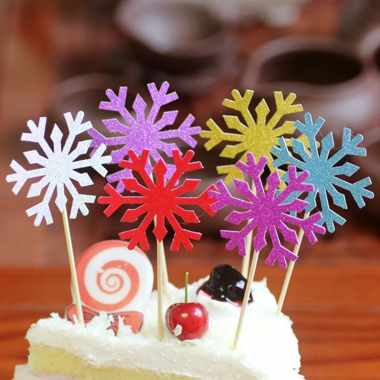 Snowflake cupcake toppers,Colorful Snowflakes, Snow decoration, Frozen Party cupcake toppers, Winter Wonderland, Winter birthday