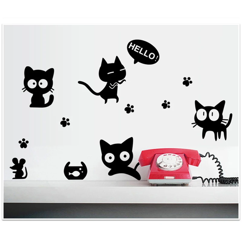 1Pcs Black Cats Removable Wall Decal Wall Sticker DIY Wallpaper Sticker