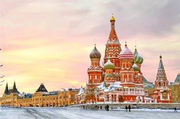 

Home decoration winter snow city area Moscow The Kremlin St. Basil's Cathedral Russia Silk Fabric Poster Print JZK155