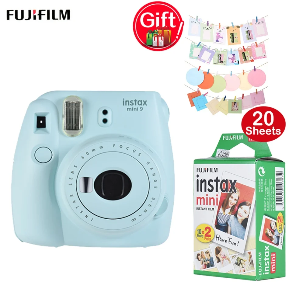 Fujifilm Instax Mini 9 камера+ 20 листов мини 8 9 мгновенная пленка+ 32 шт. аксессуары для Камеры Красочная фотография настенная рамка - Цвет: Blue