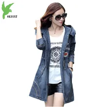 High Quality Female Denim Jacket Windbreaker Spring Hooded Coat Fashion Casual Tops Cardigan Slim Outerwear Plus