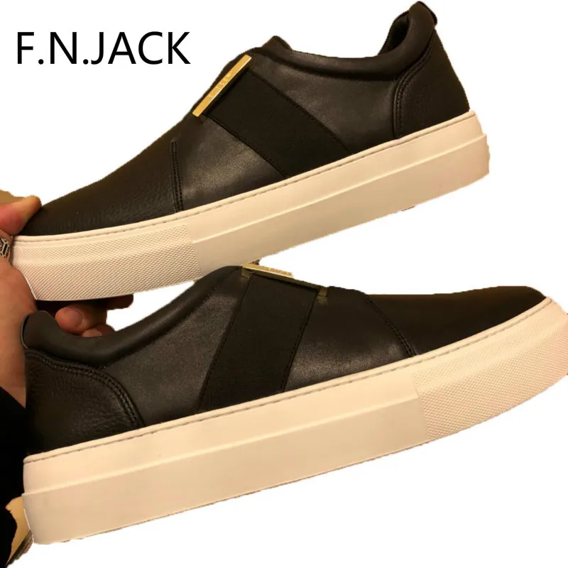 

F.N.JACK mens designer shoes men high quality casual Genuine Leather Sneakers fashion Basic Breathable flat Sneaker shoes 2019
