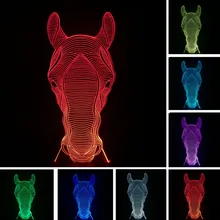 Luminaria 3D животных маленькая голова лошади лампы 7 видов цветов изменить ребенка ночник настольная спальня проекции Декор подарки на день рождения