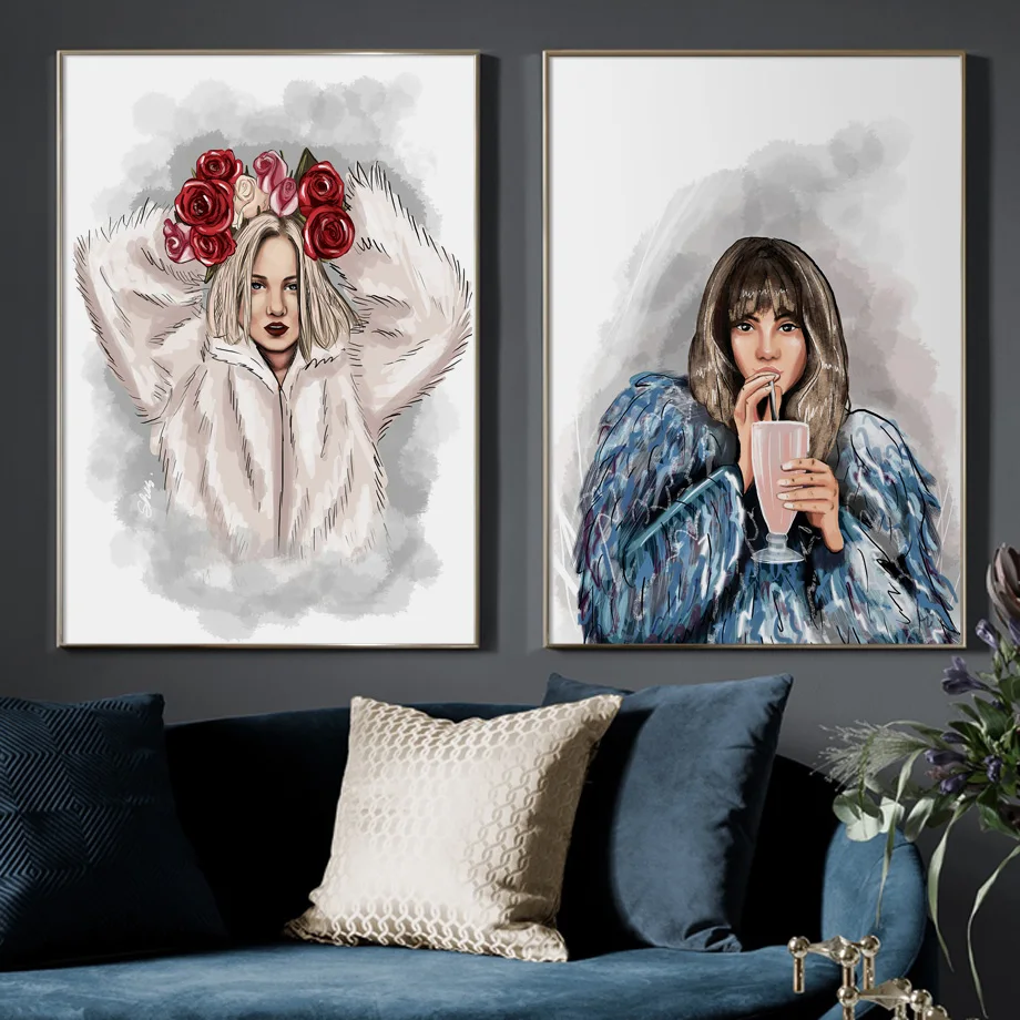 

Watercolor Fashion Sexy Girl Figure Wall Art Canvas Painting Nordic Posters And Prints Wall Pictures For Living Room Salon Decor