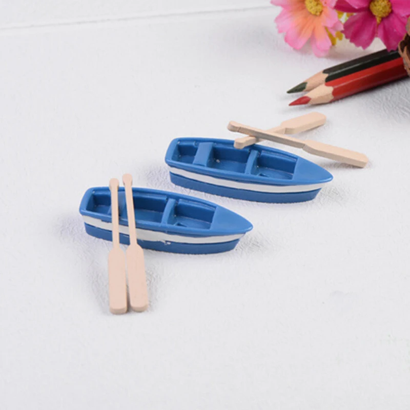 Vkospy 2pcs Kit Remi in Miniatura Fairy Garden Blue Boat Mini Decor Accessori Giardinaggio Decoration 