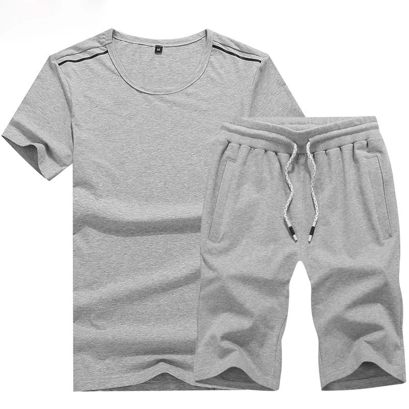 Fashion New Arrival Mens Short Set Summer Hot Sale Casual Solid Color T ...
