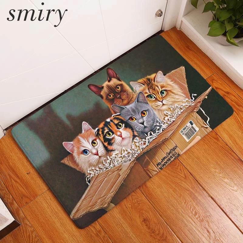 

Smiry Anti- Slip Welcome Floor Mats Cute Cartoon Lovely Cat Hallway Kitchen Rug Decoration Stair Carpets Light Thin Crafts Rugs