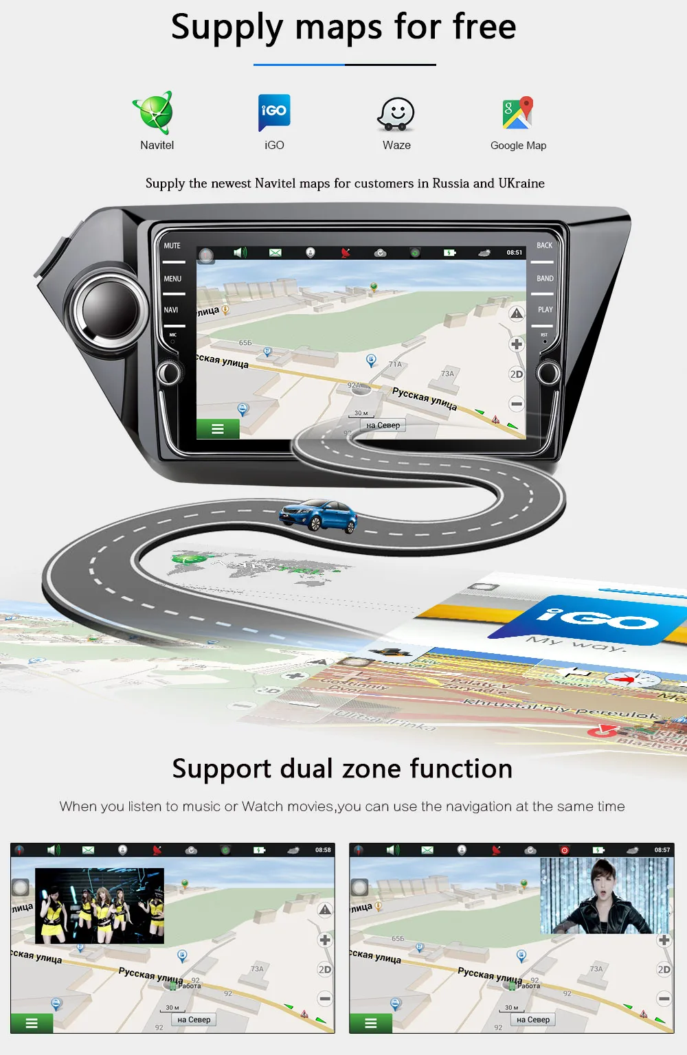 Discount Funrover 8" IPS android8.0 2 din car gps navigation multimedia for Kia k2 RIO 2011-2016 car radio video stereo player WIFI audio 21