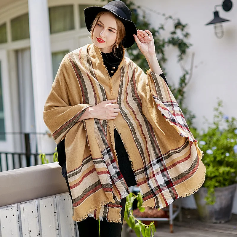 

2018 New Fashion Women 's Girl scarf Winter wool knitted Plaid scarves Soft Comfortable thick warm shawls scarves 80*200cm