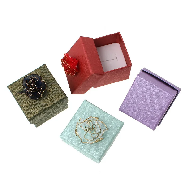 

Wholesale Jewelry Box 4.7*4.7*3.4 cm, Six Colors Flower Fasion Rings Box,Earrings/Pendant Box Display Packaging Gift 12pcs/lot