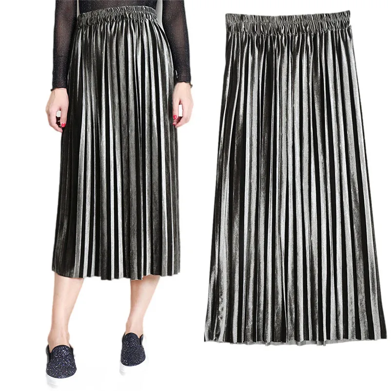 NEW Fashion 2018 Summer style skirts womens Pleated Skirt Vintage High Waist straight Skirt Long Skirts Femme Saia Y05#N (15)