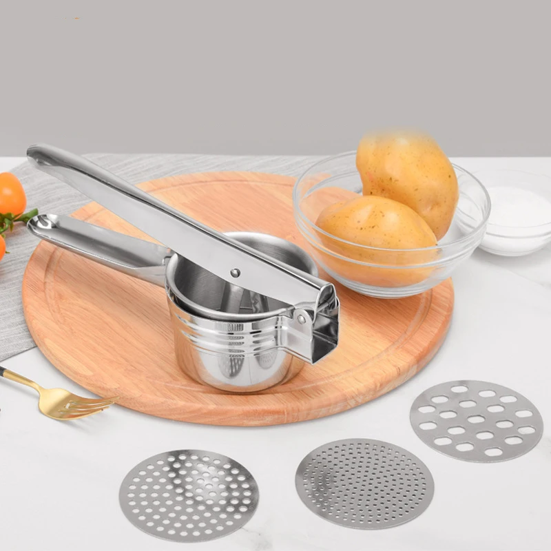 Potato Masher Stainless Steel Potato Ricer Heavy Duty for Baby Food Fruit Vegetable Juicer