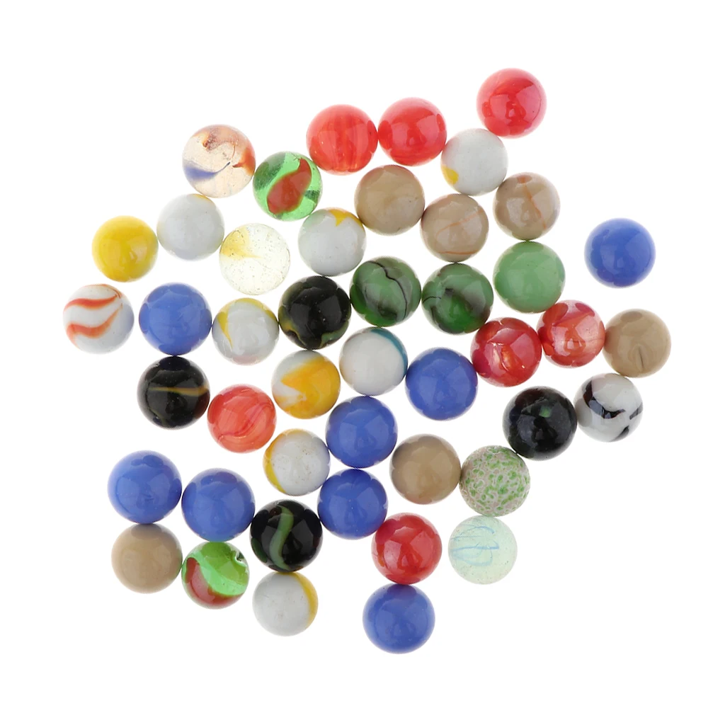 45pcs 16mm Assorted Glass Beads Marbles Funny Chinese Checkers Glass Bead Marble Ball Run Toys Fish Tank Decor 