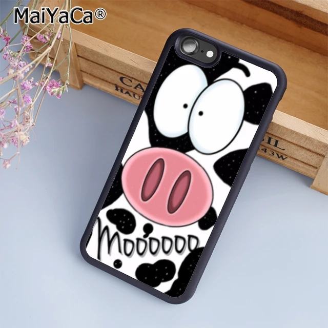 

MaiYaCa Cow cute funny cartoon face spot dot moo moooo phrase Phone Case Cover For iPhone 5 6 6s 7 8 plus X Galaxy S6 S7 S8 edge